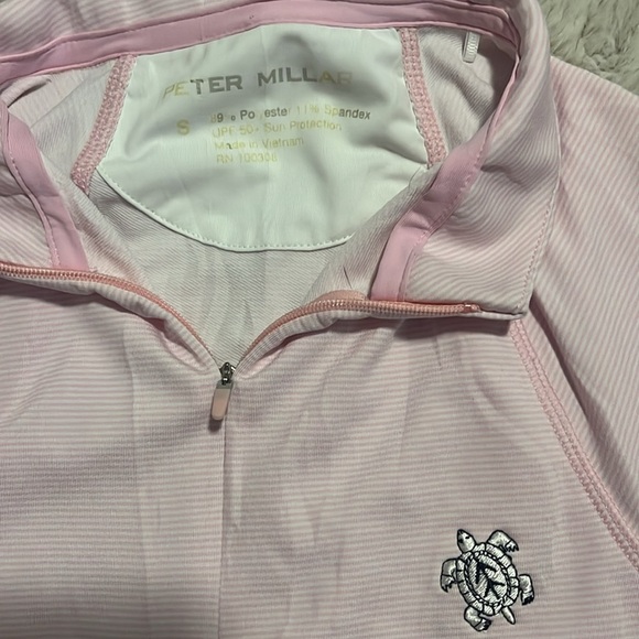 Peter Millar pink pinstripe quarter zip shirt - Picture 2 of 2